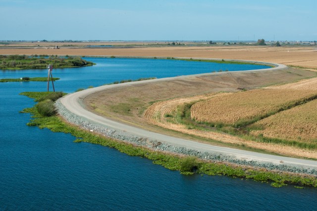 The Sacramento - San Joaquin Delta, as seen from a ship traveling through the Stockton Ship Channel on September 24, 2013. Photo by Florence Lo, California Department of Water Resources